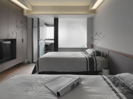 港式简约卧室双人床设计图
