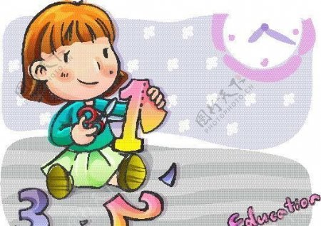 漫画儿童卡通儿童学习矢量EPS格式032
