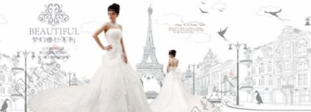 白色婚纱礼服店铺宣传模板海报