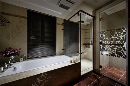 美式简约卫生间浴缸设计图