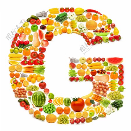 蔬菜水果组成的字母G图片