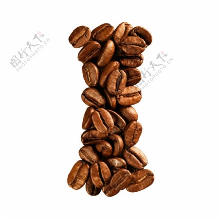 咖啡豆组成的字母I