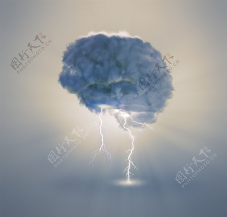 乌云闪电大脑图片