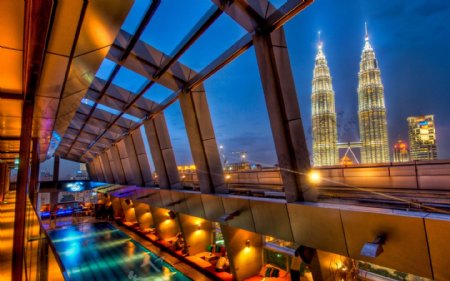 马来西亚双子塔夜景图片