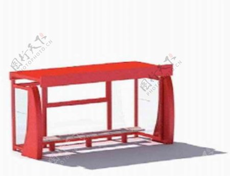 红色候车亭3D模型