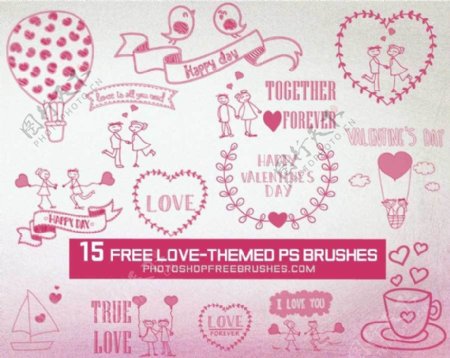 15种情人节婚礼之可爱的童趣涂鸦PS笔刷
