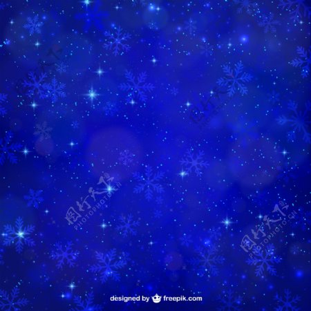 蓝色雪花背景与星星