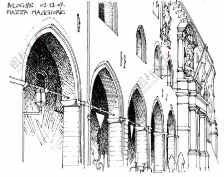 欧式拱形建筑效果图