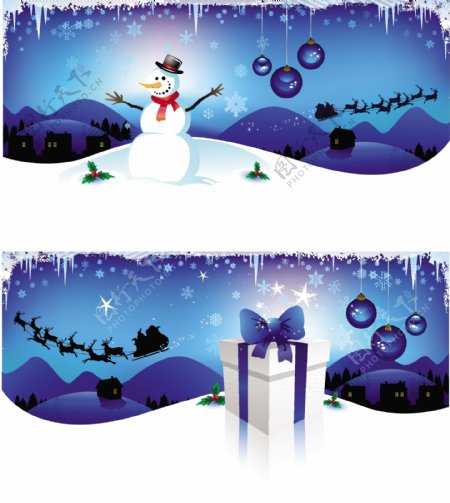 雪人和圣诞插图文本