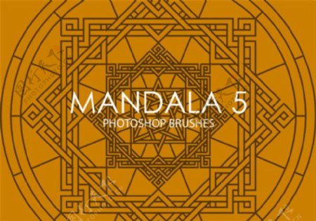Mandala式古典宗教图案Photoshop印花笔刷下载