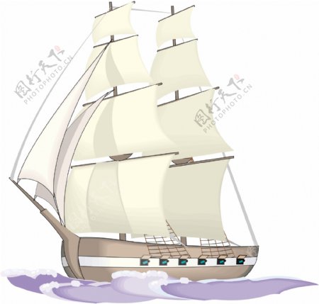 帆船的插图背景观矢量