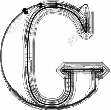 技术字体字母G