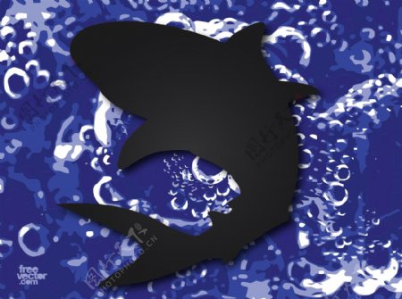一条黑色鱼在水下游泳场面背景图案