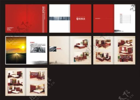 红色家具画册设计矢量素材