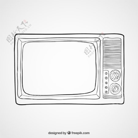 手绘老式电视机