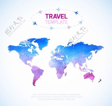 彩色环球旅行世界地图