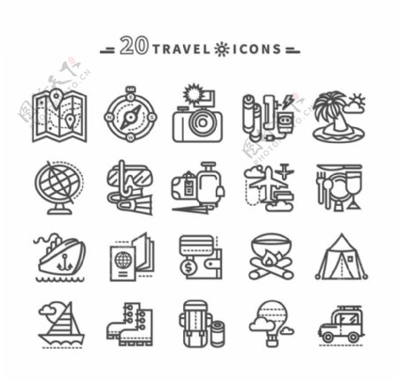 20款旅行图标矢量素材