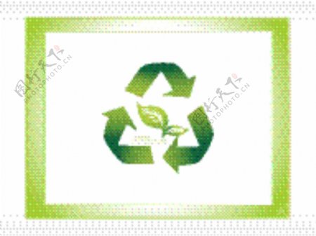 在框架中的绿色回收标志