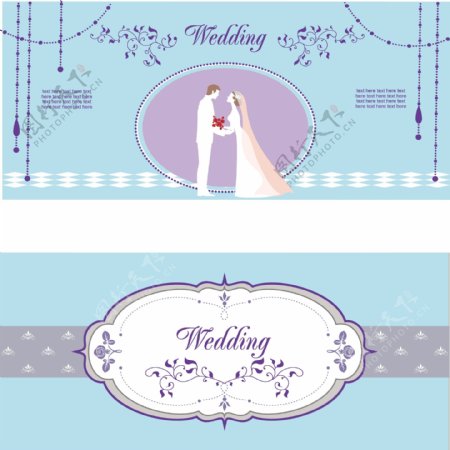 蓝紫色清新韩式婚礼背景图片