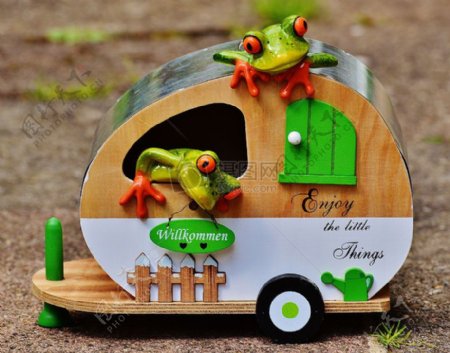 装有两只青蛙的玩具车