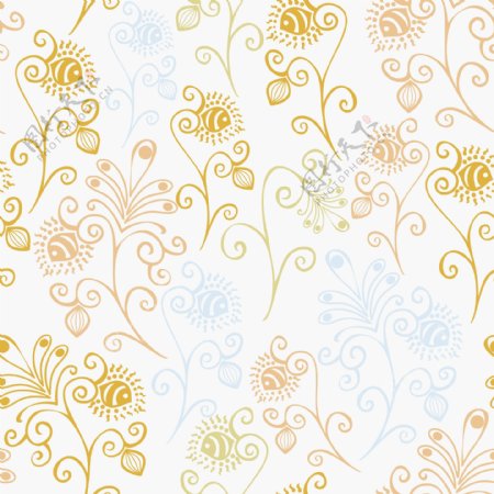 五颜六色的花的无缝模式中的卡通风格的无缝模式可用于墙纸