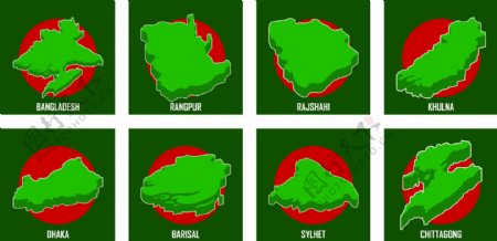 自由孟加拉国地图矢量