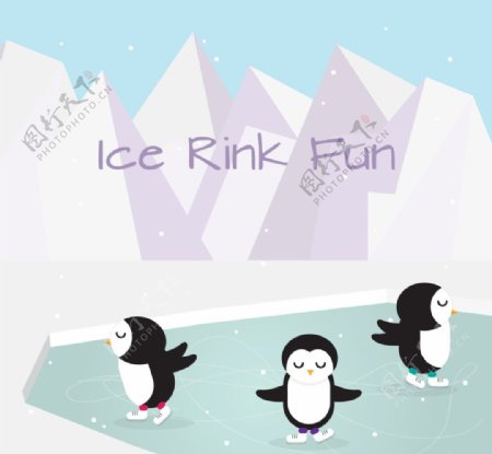可爱滑冰企鹅的背景
