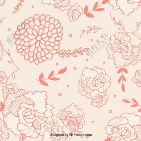粉色线框花卉装饰背景