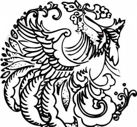 凤凰凤纹图案鸟类装饰图案矢量素材CDR格式0026
