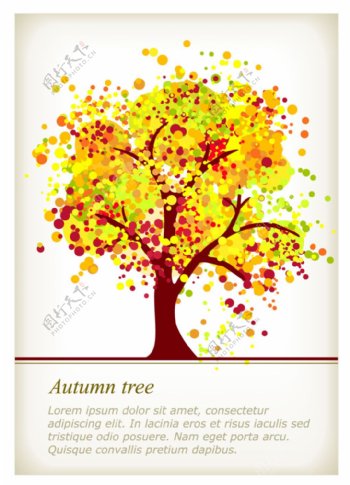 秋天的树的艺术创作背景矢量素材