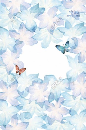 花朵水彩蝴蝶清新简约海报背景创意设计