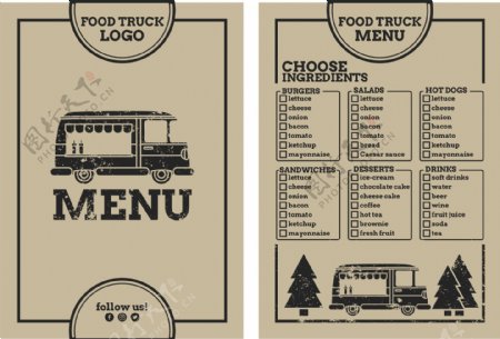 一方面以优雅的风格引起了卡车的食物菜单