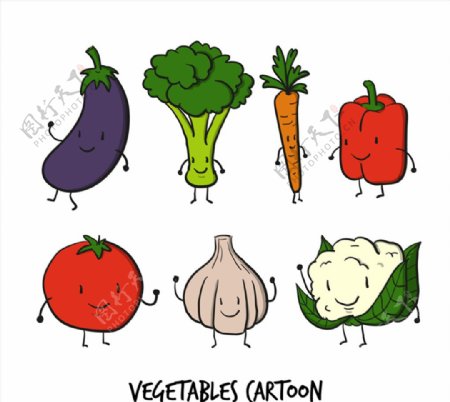 7款可爱蔬菜设计矢量素材