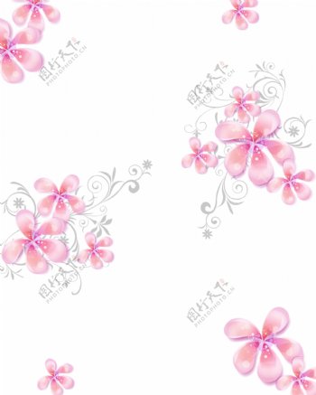 移门创意画粉色手绘花朵花纹