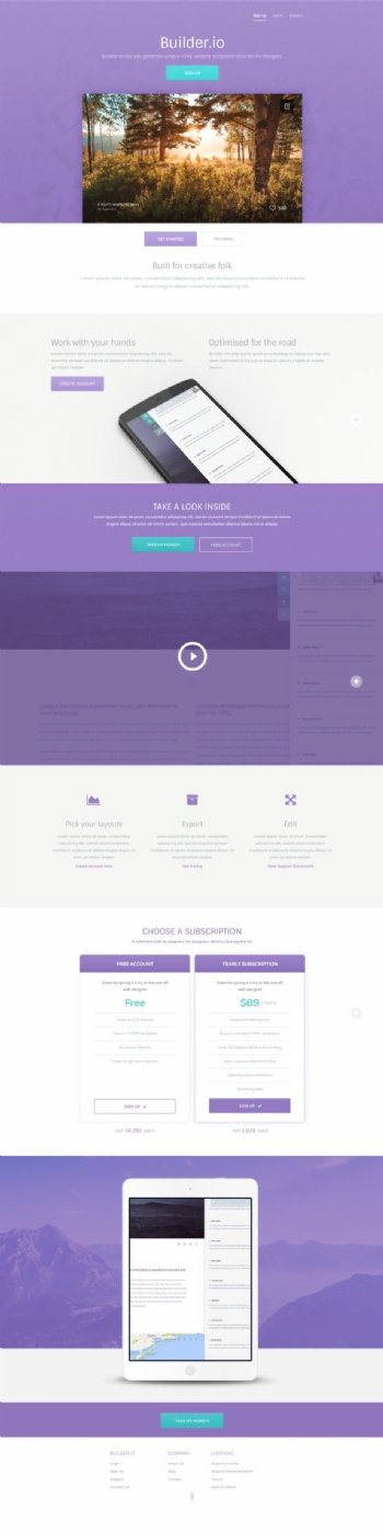 紫色响应式科技企业网站模板素材