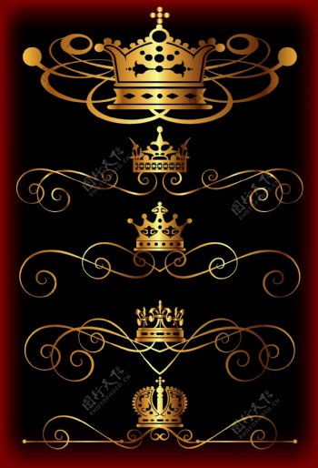 皇宫高贵皇冠精致流线条网页设计标签