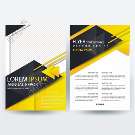 黑色和黄色三角企业画册模板的形状