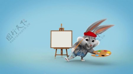 可爱卡通兔子庆祝新年动态视频素材