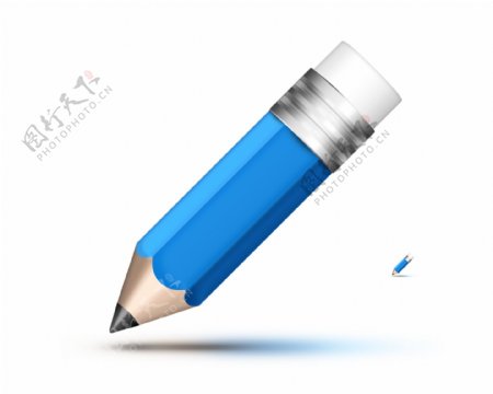 蓝色铅笔icon图标设计