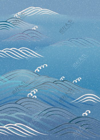 蓝色海浪纹理背景图