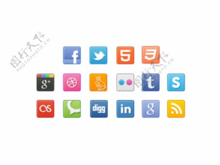 网页社交多媒体icon图标设计