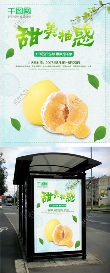 秋季水果柚子促销海报