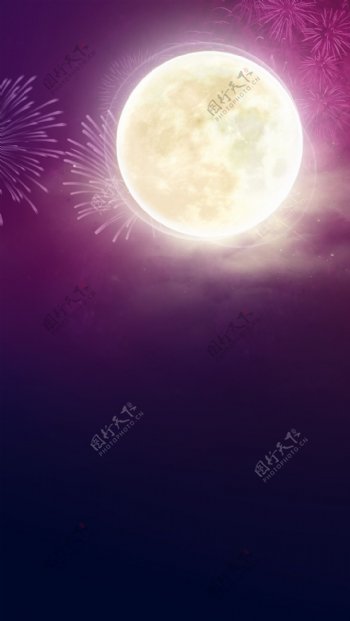 烟花月亮H5背景素材
