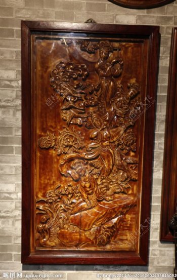 木雕挂屏仙女图