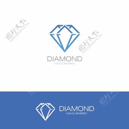蓝色钻石标志矢量素材