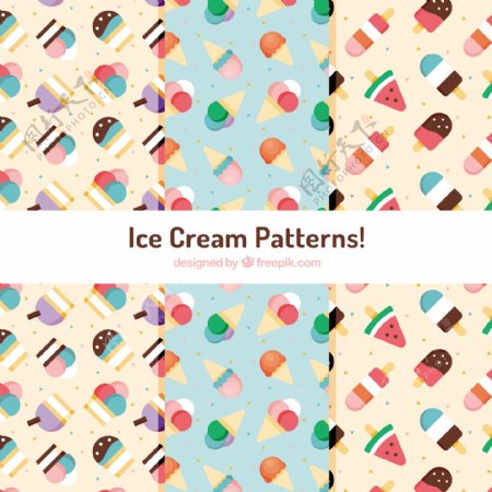 在平面设计的冰淇淋装饰图案