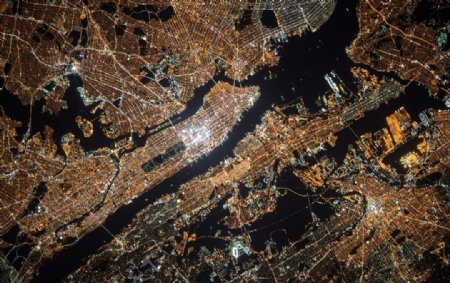 卫星拍摄城市夜景