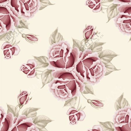 典雅复古手绘玫瑰花朵背景