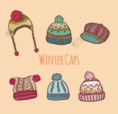 冬季多彩的帽子