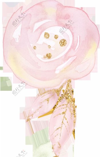 清新粉色晶莹花朵透明素材